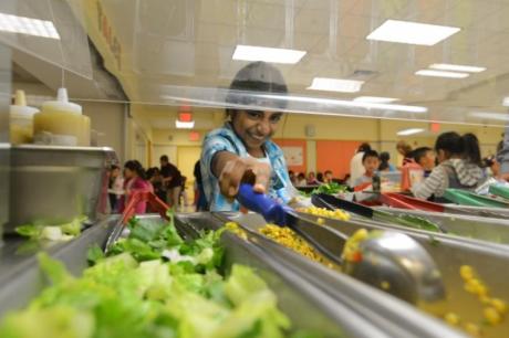 Vegetarian cafeteria at PS 244 in Queens