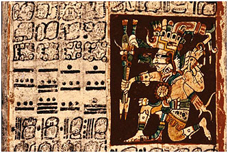 mayan Close-up from the Dresden Codex, one of the four surviving Maya books.