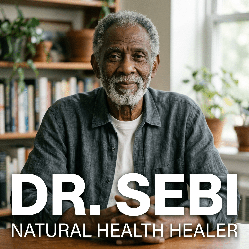 Elderly man with gray beard and shirt sitting at a table in a room with plants and books